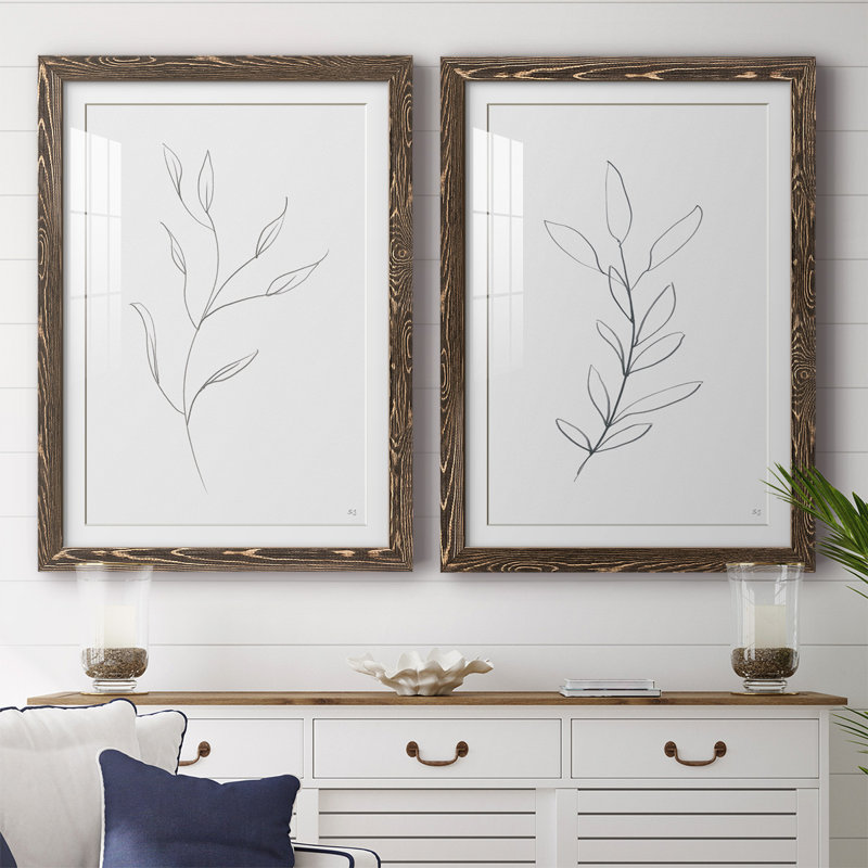 «Botanical Gesture I», reproduction encadrée de qualité supérieure - prête à être accrochée, H 31,5 po x l 88 po x P 1,5 po