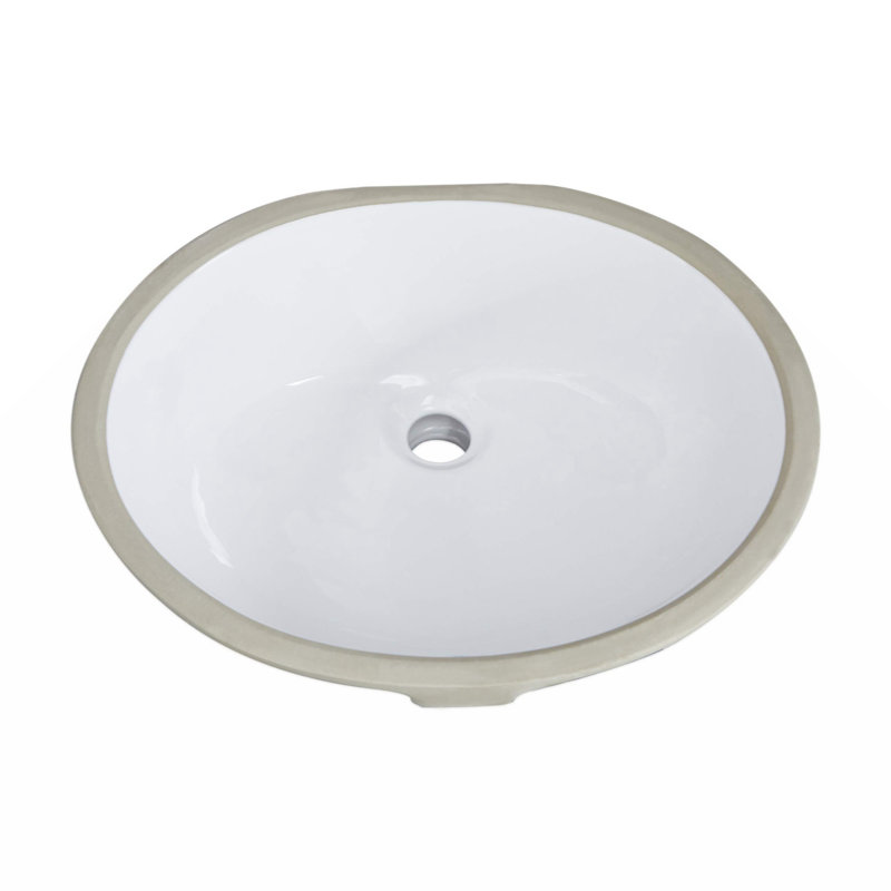 White Oval Undermount Bathroom Sink With Overflow