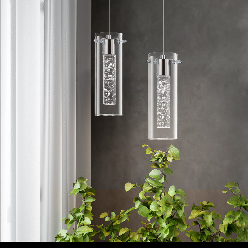 Luminaire suspendu argenté à 2 lumières Solarah