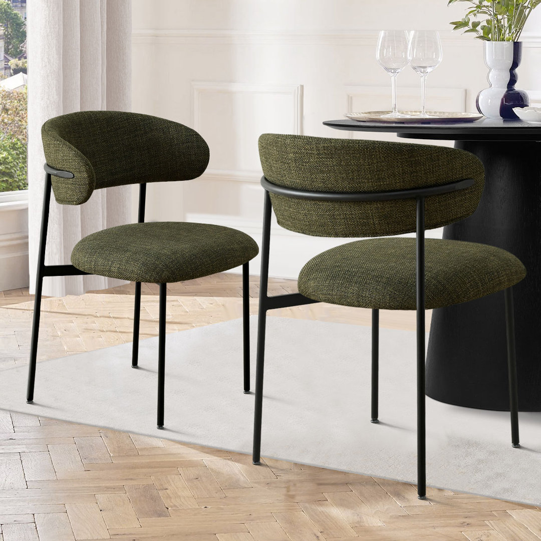 Merida Upholstered Dining Chair With Metal Legs (Set of 2) Latitude Run® Upholstery 