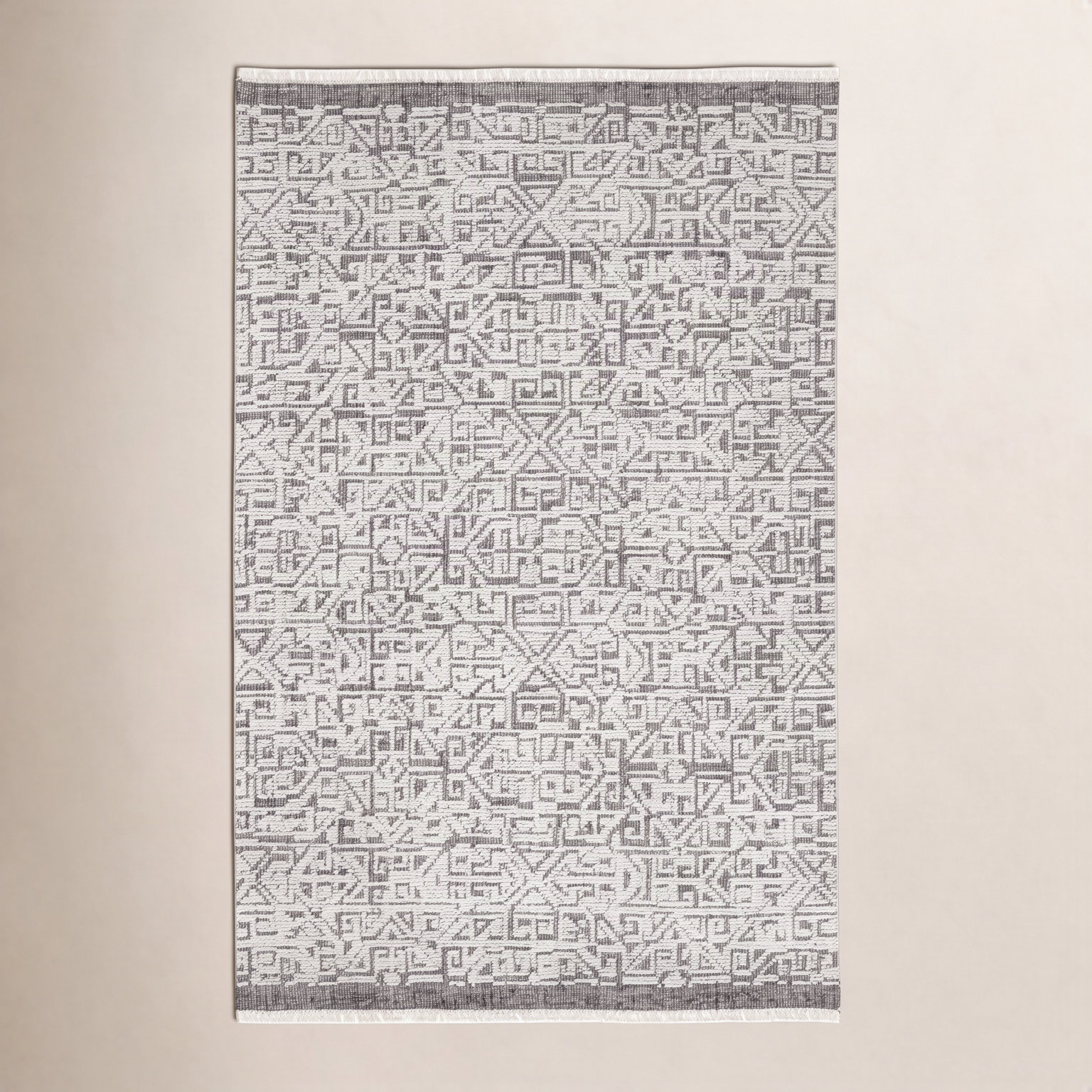 Savelle Natural Hand-Knotted Abstract Rug, Rectangle 5' x 8'