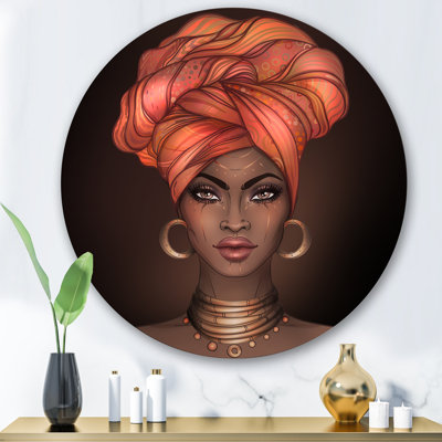 Afro-américaine avec Turban V - Art mural moderne en métal