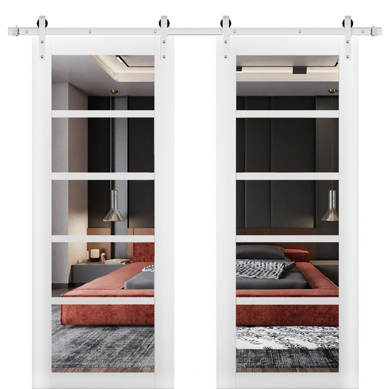 Portes de grange intérieures en verre transparent Quadro, Argent, 60 po x 84 po