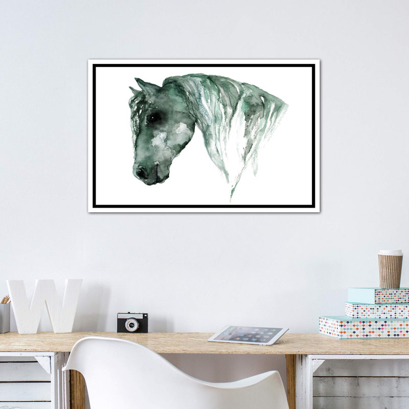 Art du cheval, Toile blanche encadrée, H 40 po x l 26 po x P 1,5 po