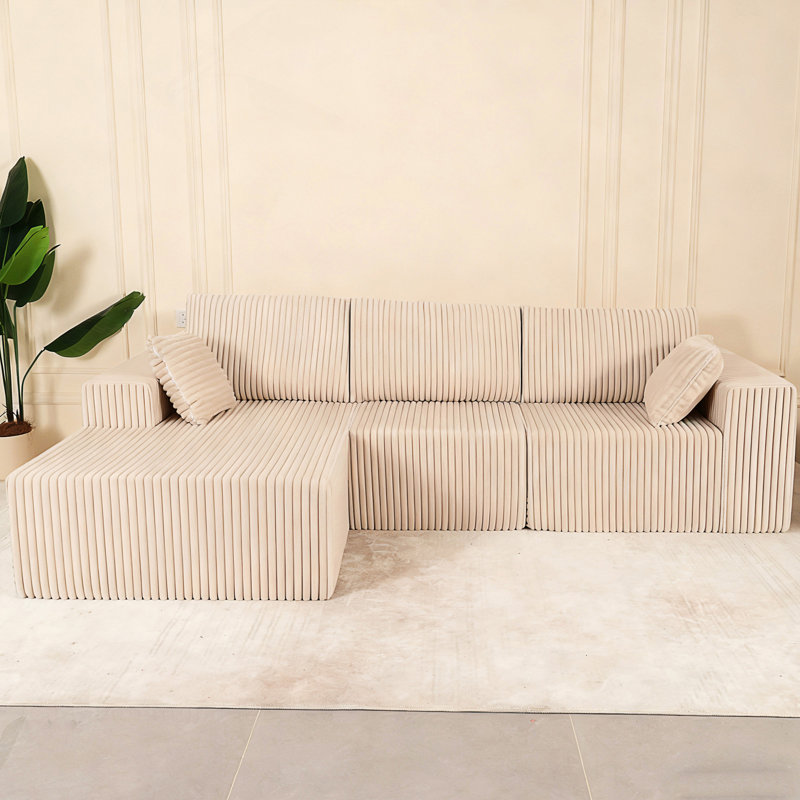 Canapé modulaire modulaire avec coussin, canapé modulaire Cloud avec méridienne, canapé modulaire moderne en L avec assise profonde, canapés rembourrés