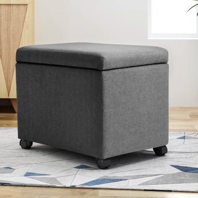Grey Fabric Storage With Effortless Mobility Caster Wheels For Home And Office In Movable Streamlined