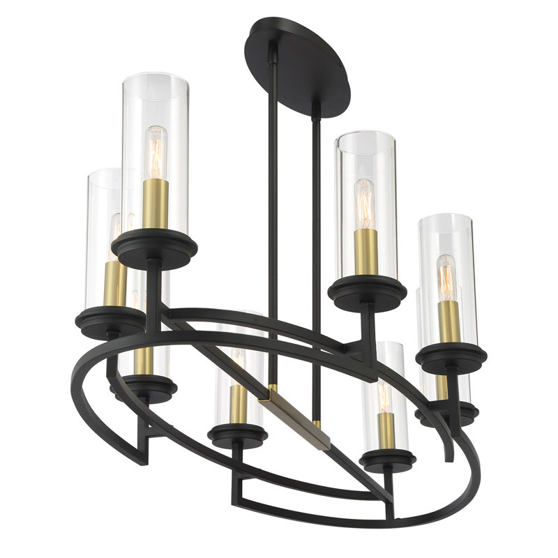 Luminaire suspendu roue de chariot en charbon doux à 8 lumières Hillstone