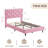 King Size Upholstered Platform Bed – Headboard with Wooden Slats, No Box Spring Needed, Easy Assembly-92842508-92842496