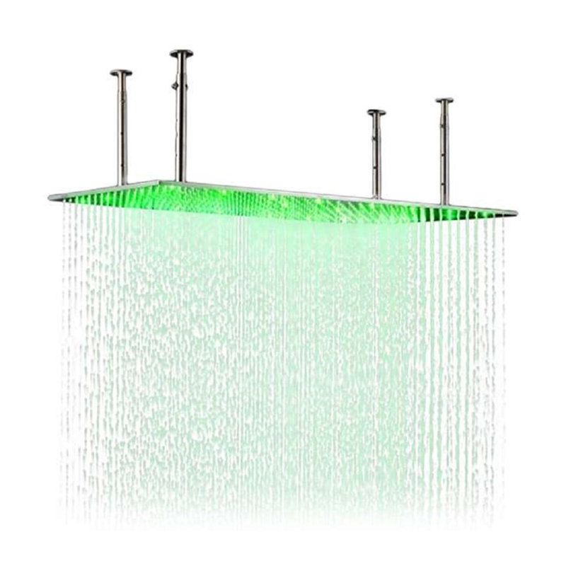 Pomme de douche à pluie rectangulaire en acier inoxydable à DEL 20 x 40 FontanaShowers