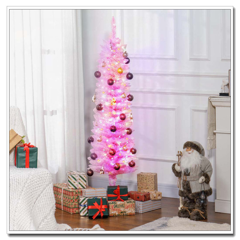 Arbre de Noël artificiel rose 5 pi, H 5 pi