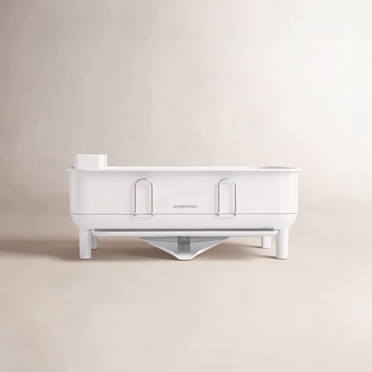 simplehuman Compact Dish Rack with Swivel Spout, White Steel/White