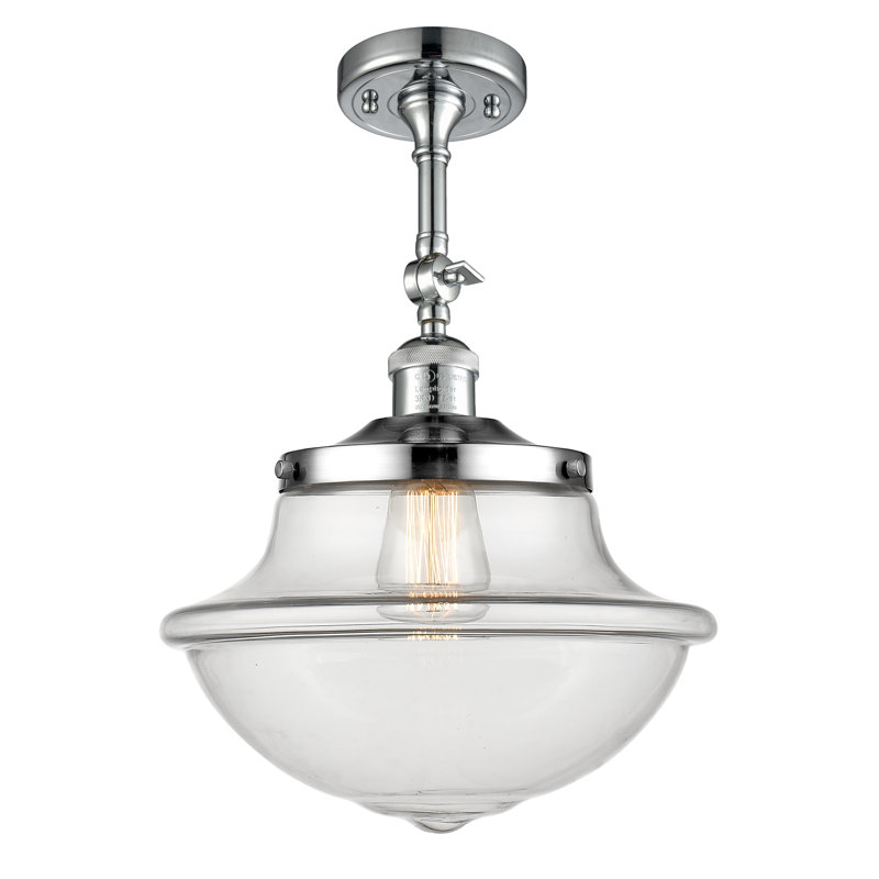 Plafonnier semi-encastré en verre Grourke, Transparent, Chrome poli