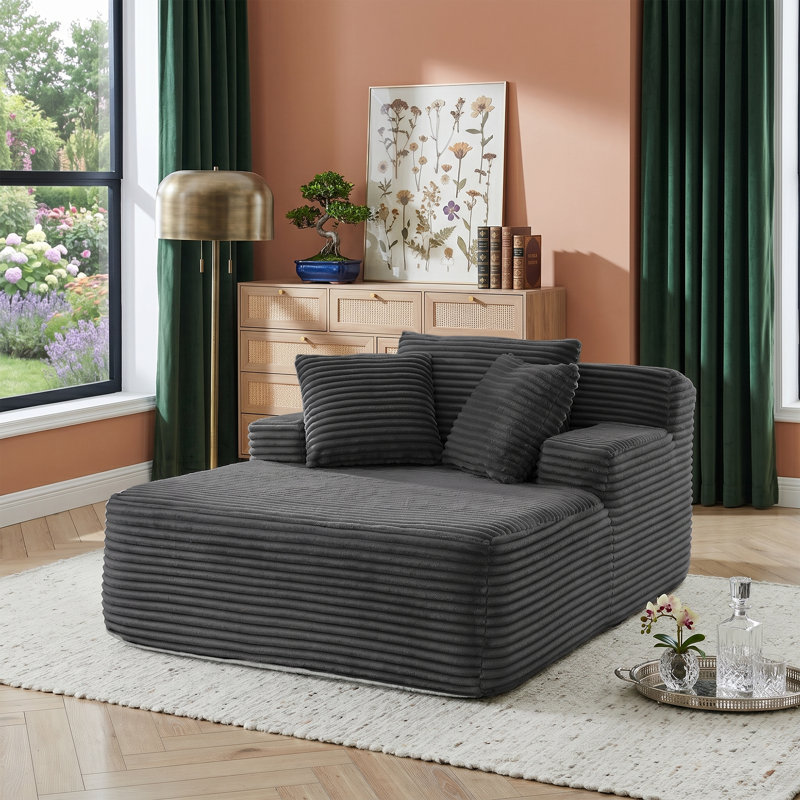 Méridienne moderne en velours capitonné sans accoudoirs, Gray