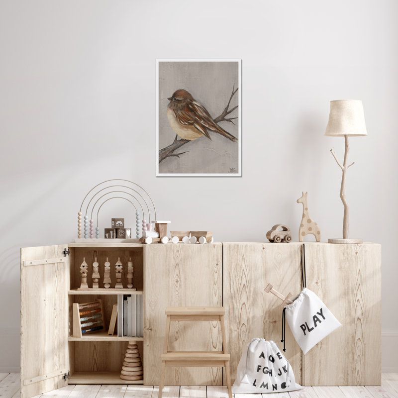 Winter Bird III by Jade Reynolds - Painting, 80cm H x 55cm W, White Framed Paper Print