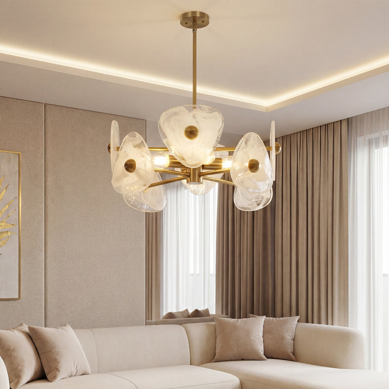 Lustre 4 lumières en verre nuage