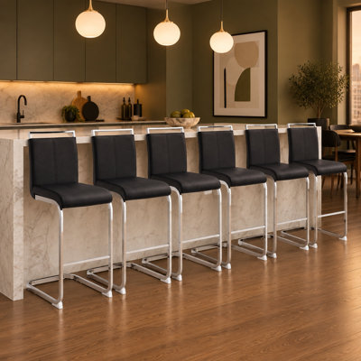 Ensemble de 6 chaises de salle à manger modernes en similicuir blanc