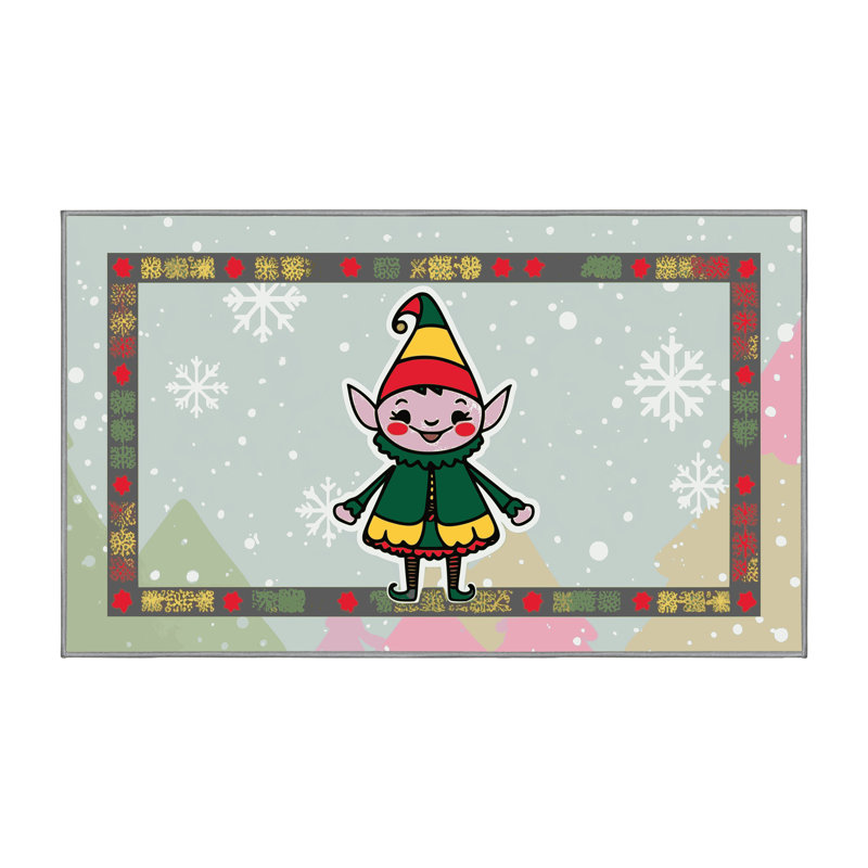 The Holiday Aisle® Washable Christmas Winter Holiday Rug, Rectangulaire 3 pi x 5 pi