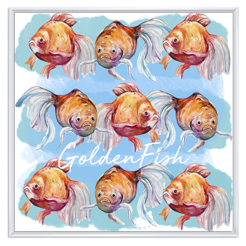 " Fish III ", 16" H x 16" W x 1" D, White Floater Framed