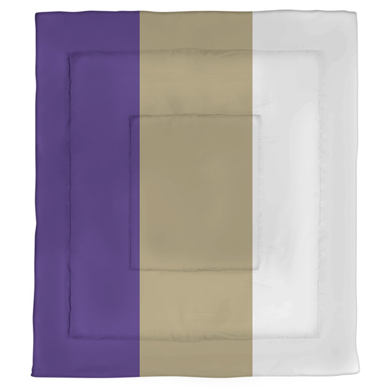 Polyester Striped Comforter, Twin XL Comforter, Purple/Gold