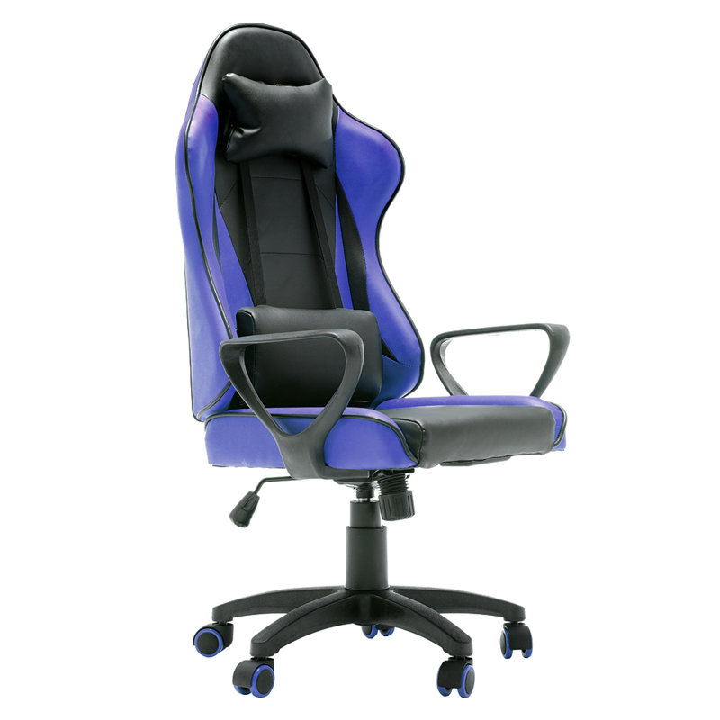 Inbox Zero Adjustable Swiveling PC & Racing Game Chair, Black/Blue