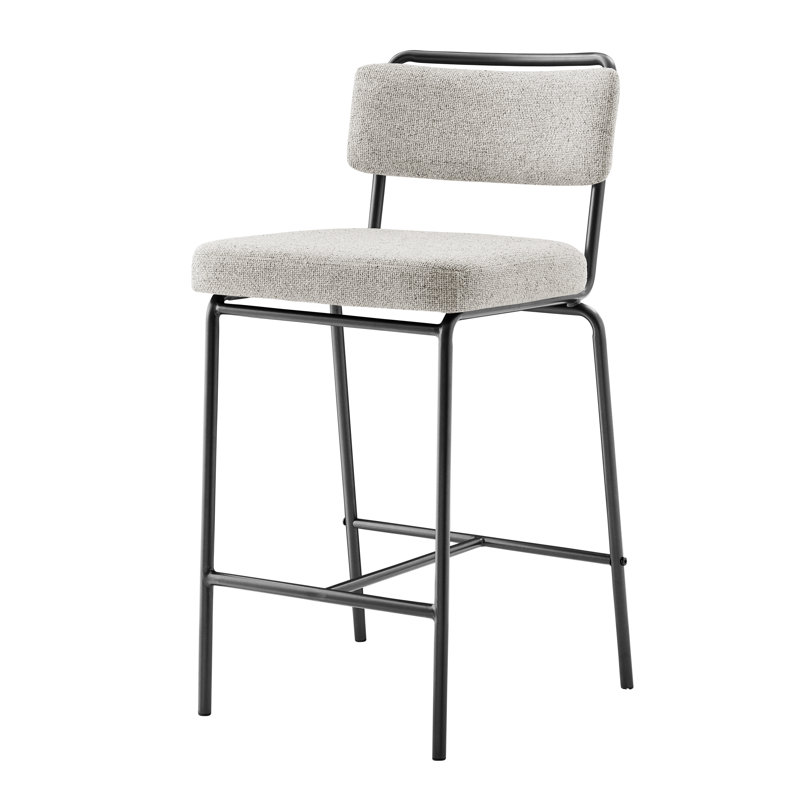 Wyett Upholstered Counter Stool with Metal Frame, Gray