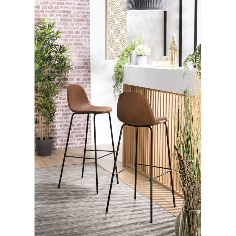 Laidley Upholstered Counter Stool with Metal Frame, Brown
