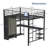 Metal Loft Bed With Desk, Built-In Wardrobes,Led Light,Charging Sockets And Ladder-1652128295