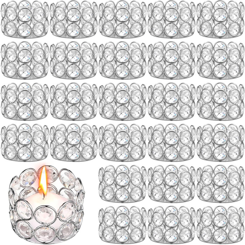 30 Tealight Candle Holders With Diamond Design Silver