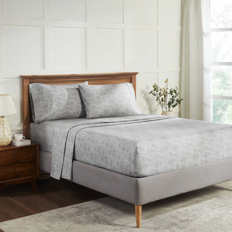 Ensemble de draps en flanelle de coton deux tons Superior, Ensemble de draps pour lit simple TG avec 1 taie d