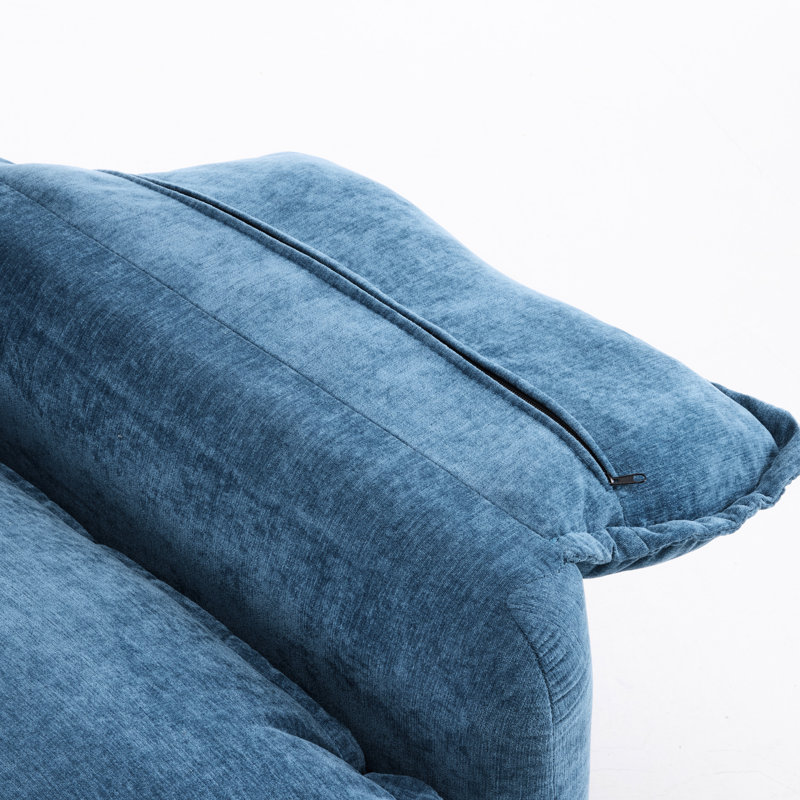 Fauteuil d'appoint en chenille avec ressorts de soutien - Dortoir confortable surdimensionné d'une largeur de 36,07 po, Bleu