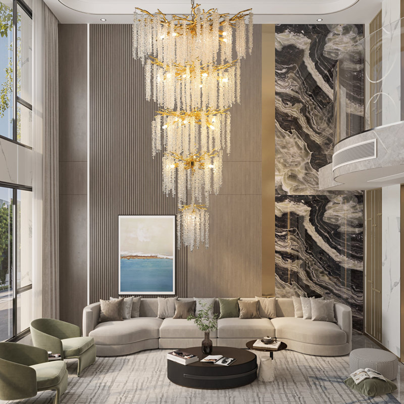 Crystal Chandelier For High Ceilings Tree Branch Chandelier, Large Chandeliers For Foyer Entryway Staircase Living Room, Gold