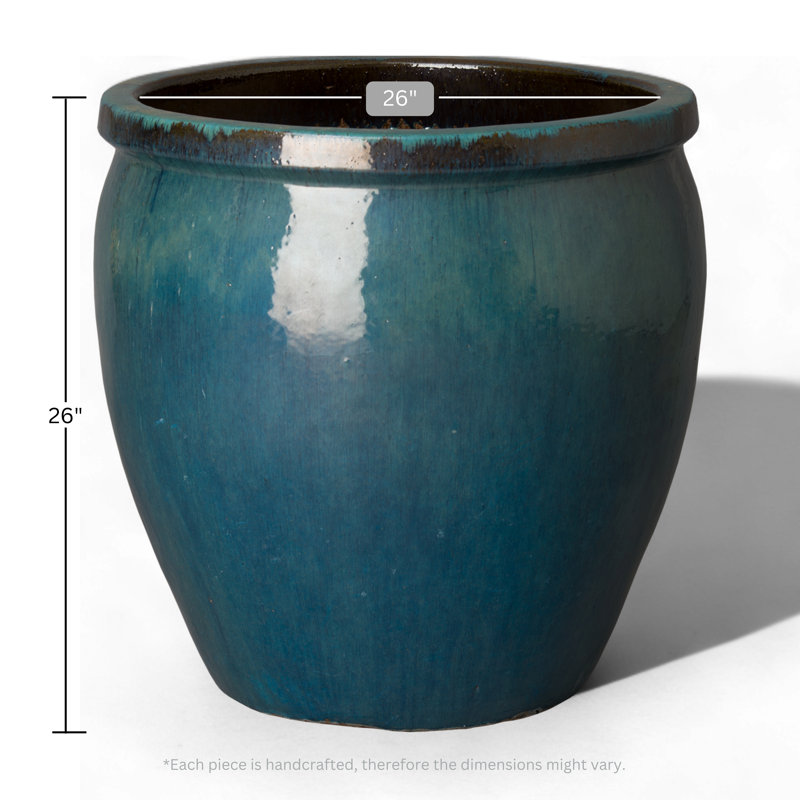 Kenedy Handmade Ceramic Planter, Teal, 26" H x 26" W x 26" D