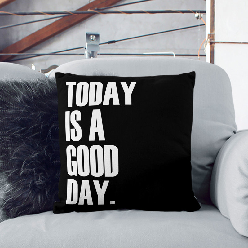 Today Is a Good Day Scatter Cushion, 55cm H x 55cm W x 20cm D, White