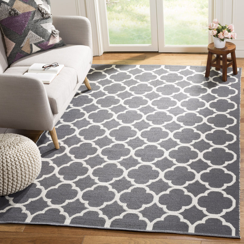 Desota Hand Woven Cotton Geometric Rug, Rectangle 4' x 6'