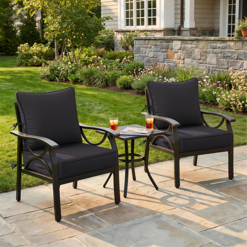 Ensemble de coussins de siège d'extérieur l 22 po x P 24 po, coussins d'extérieur seulement, 2, Gris foncé