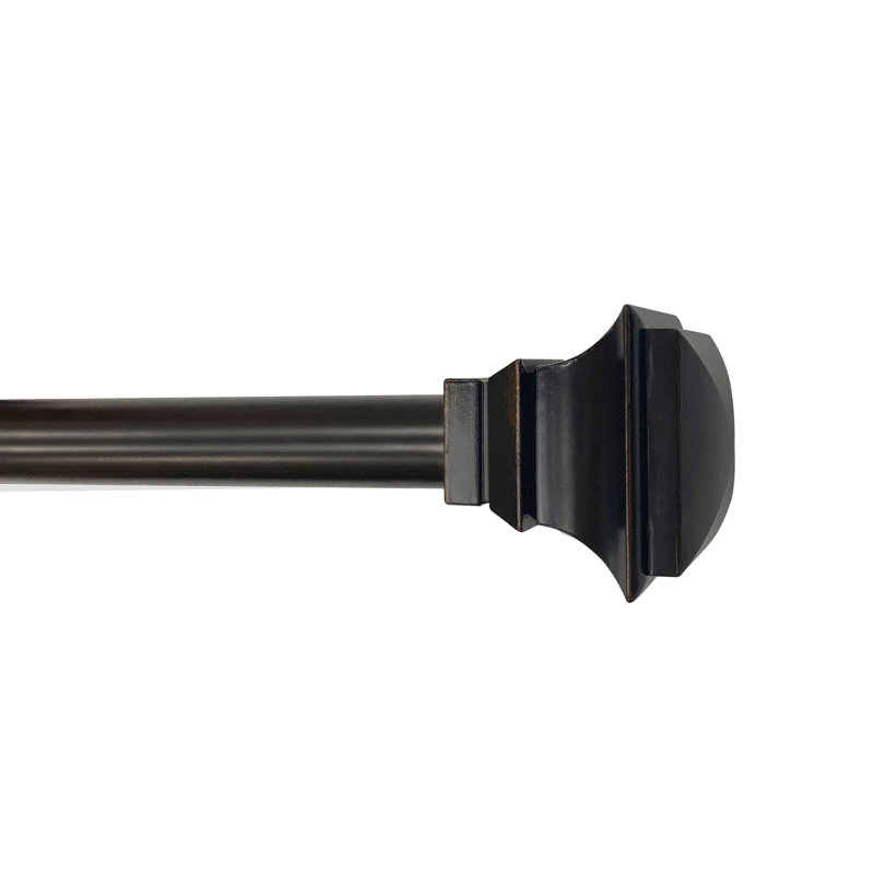 Ensemble de tringle à rideaux simple 3/4 "avec faîteaux décoratifs carrés classiques_ORB, H 47,44 po x l 1,93 po x P 1,93 po