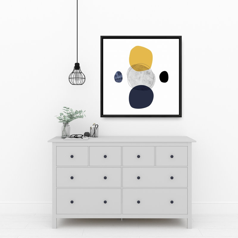 «Blue Shapes Living», toile encadrée - Sphères Home Decor, H 25,25 po x l 25,25 po