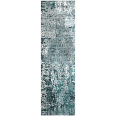 Premium Machine Washable Prisco Teal Rug