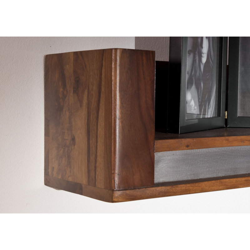 Sydney Sheesham Solid Wood Accent Shelf, Unique noble, 20cm H x 150cm W x 22cm D