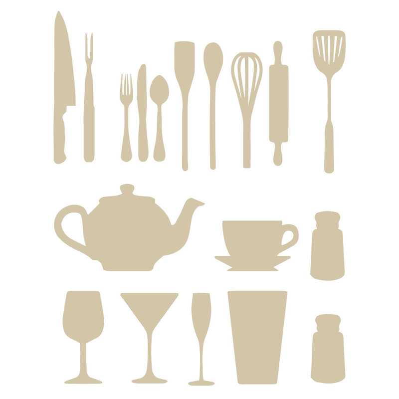 Food & Beverage Non-Wall Damaging Wall Decal, 37" H x 29" W x 0.01" D, Beige