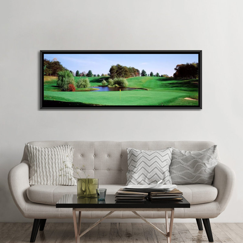 Étang panoramique sur un terrain de golf, Baltimore Country Club, Baltimore, Maryland, États-Unis - reproduction d'art sur toile tendue