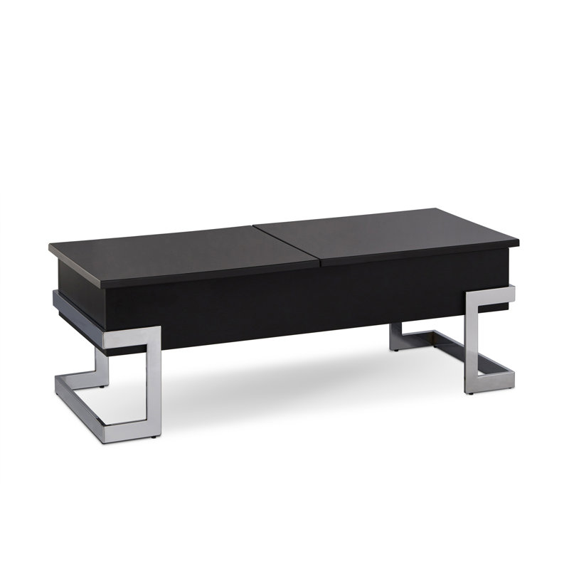 Black High Gloss And Chrome Coffee Table With Lift Top, Black