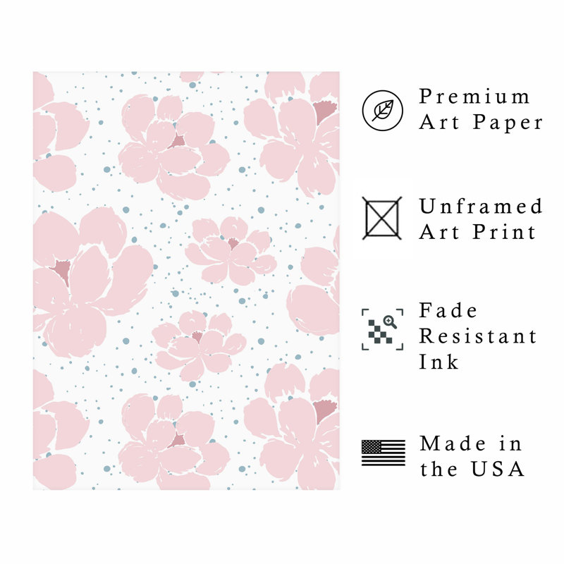 Floral, fleurs roses, impression d'art moderne sans cadre, H 14 po x l 11 po