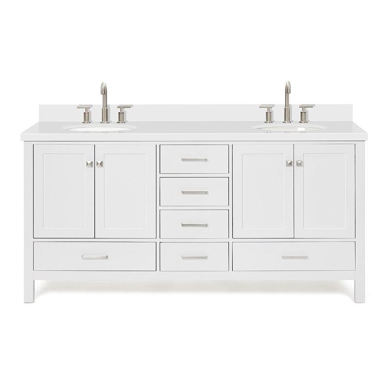 Ensemble de meuble-lavabo double 73 po Cambridge, Oval, Blanc