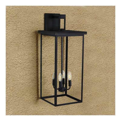 (Identique à W1340119953 / L1014) Applique murale d'extérieur noire à 4 lumières (sans ampoules)