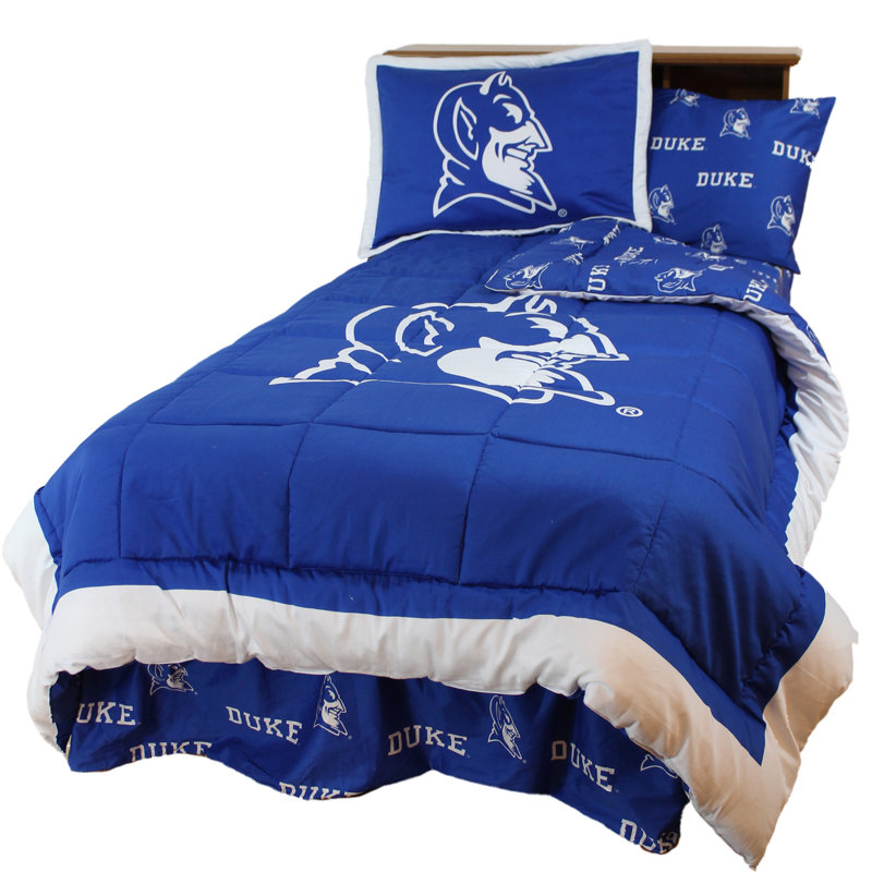 NCAA Sateen Comforter, King Comforter + 2 King Shams, Duke