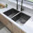 Sinber 32" x 19" Undermount Double Bowl Kitchen Sink with 18 Gauge 304 Stainless Steel Black Finish