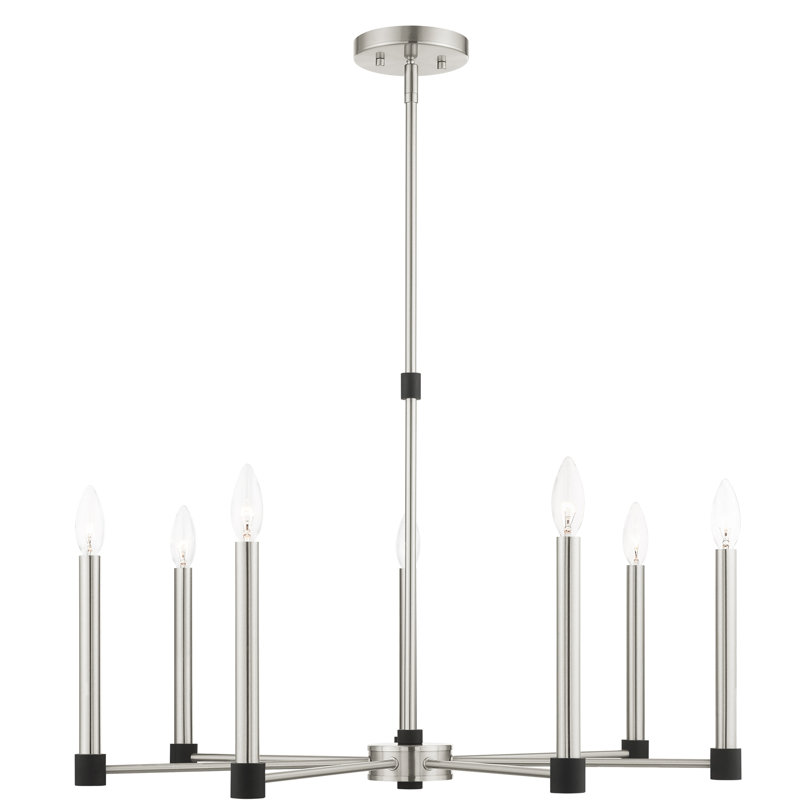 Orean 7 - Light Dimmable Classic / Traditional Chandelier, Brushed Nickel