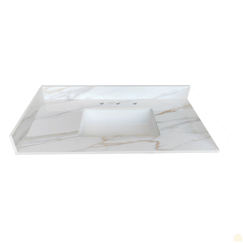 Dessus de meuble-lavabo latéral 22 po avec dosseret de salle de bain 22 po, dosseret de hauteur 4 po