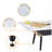 Landon 47" Coffee Table With Glass White Marble Texture Top And Bent Wood Design-602910924